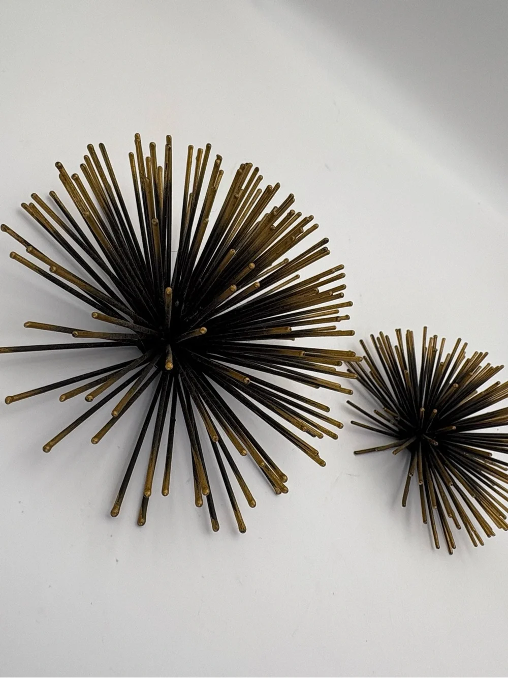 Mid-Century Modern Style Starburst/Sea Urchin Wall Hangings in Gold and Black